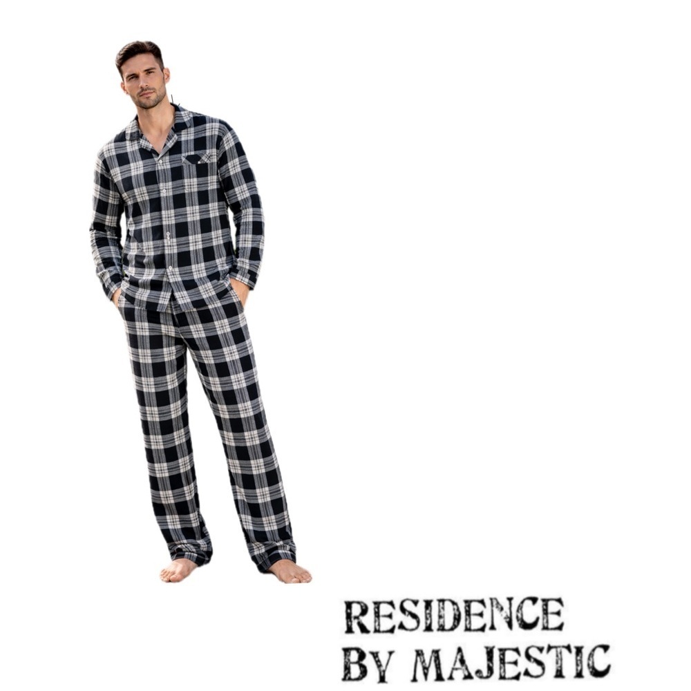 NWOT MAJESTIC Residence men’s 2-Piece Relaxed Fit Plaid Pajama Set sz M